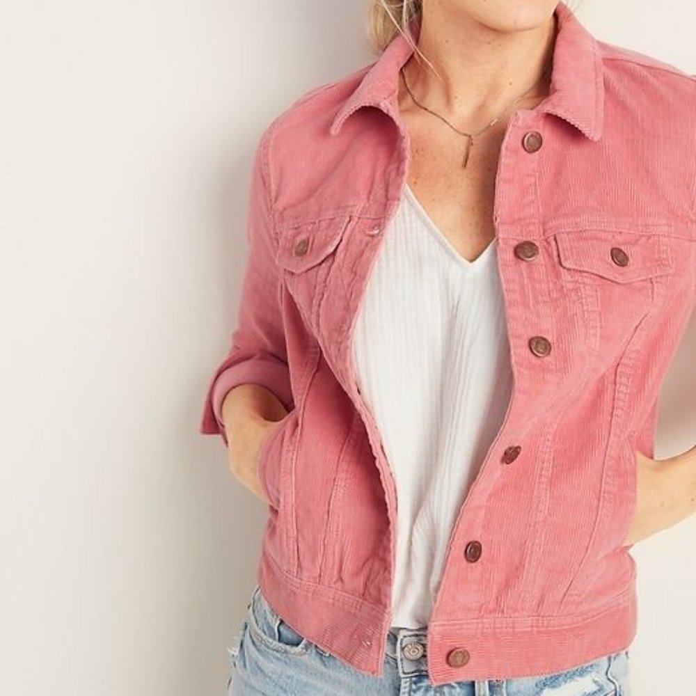 NWOT OLD NAVY Corduroy Denim Jacket Antique Coral Size M